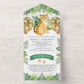 ジャングルサファリバルーンかわいいタイガーカッブベビーシャワー オールインワン招待状 (内側)