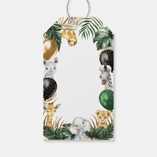 ジャングルサファリバースデーパーティーお願いサンキューユキュテーマ ギフトタグ (裏面)
