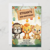 ジャングルサファリバースデーパーティー子供へ招待 招待状 (正面)