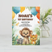 ジャングルサファリバースデーパーティー子供へ招待 招待状 (スタンド正面)