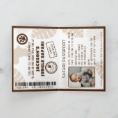 ジャングルサファリパスポート子供の誕生日 招待状 (内部)