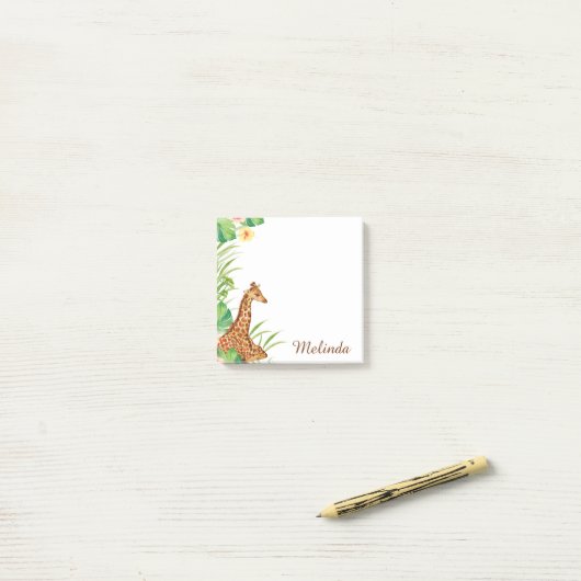 ジャングルサファリパーソナライズされたキリン ポストイット (デスク上)