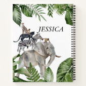 ジャングルサファリパーソナライズされた動物の名前 ノートブック (裏面)