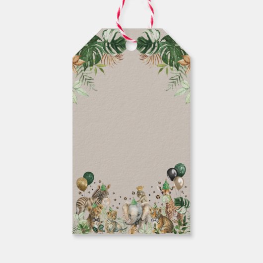 ジャングルサファリパーティーアニマルズボーイ誕生日ありがとう ギフトタグ (裏面)