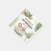 ジャングルサファリパーティー動物1日 スタンダードカクテルナプキン (角)