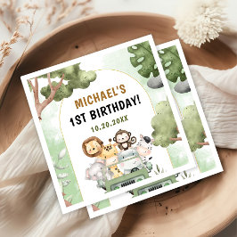 ジャングルサファリパーティー動物1日 スタンダードカクテルナプキン