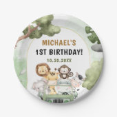 ジャングルサファリパーティー動物1日 ペーパープレート (正面)