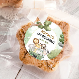 ジャングルサファリパーティー動物1日 ラウンドシール