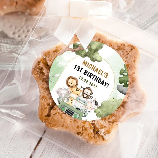 ジャングルサファリパーティー動物1日 ラウンドシール