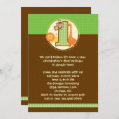 ジャングルサファリファースト誕生日招待状 招待状 (正面/裏面)