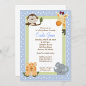 ジャングルサファリブルー5 x 7ベビーシャワー招待状 招待状 (正面/裏面)