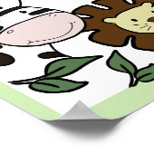 ジャングルサファリプリント 赤ちゃん動物園の動物たち ポスター (角)