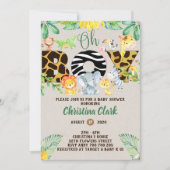 ジャングルサファリベイビーシャワーおお坊ちゃんかわいい 招待状 (正面)