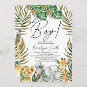 ジャングルサファリベイビーシャワーオーボーイ招待状 招待状 (正面/裏面)