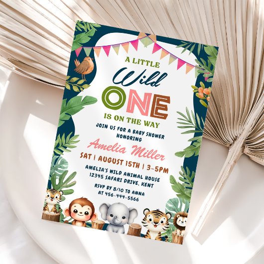 ジャングルサファリベイビーシャワーパーティー 招待状
