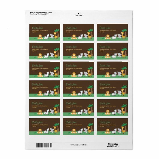 ジャングルサファリベイビーシャワー住所 シール (フルシート)