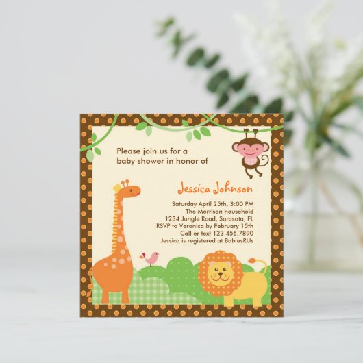 ジャングルサファリベイビーシャワー招待状 招待状 (スタンド正面)