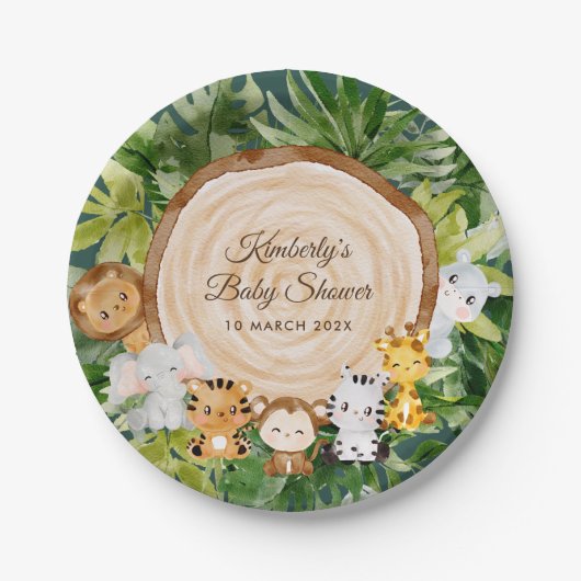 ジャングルサファリベイビーシャワー紙プレート ペーパープレート (正面)