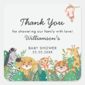 ジャングルサファリベイビーシャワー スクエアシール (正面)