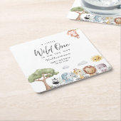 ジャングルサファリベイビーシャワー スクエアペーパーコースター (アングル)