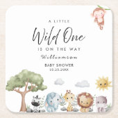 ジャングルサファリベイビーシャワー スクエアペーパーコースター (正面)