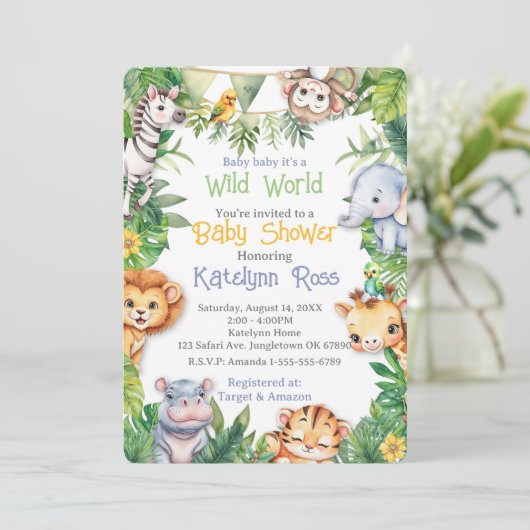ジャングルサファリベイビーシャワー 招待状 (スタンド正面)