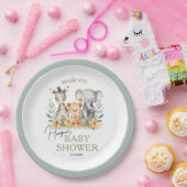 ジャングルサファリベビーアニマルベビーシャワー ペーパープレート (パーティー)