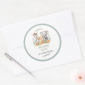 ジャングルサファリベビーアニマルベビーシャワー ラウンドシール (封筒)