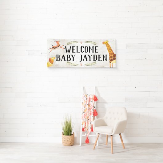 ジャングルサファリベビーシャワーバナー 横断幕 (インサイチュ)