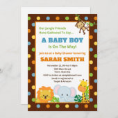 ジャングルサファリベビーシャワー招待状男の赤ちゃん 招待状 (正面/裏面)