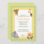 ジャングルサファリベビーシャワー招待状5 x 7サイズ 招待状 (正面/裏面)
