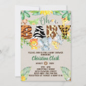 ジャングルサファリベビーシャ男女兼用ワー 招待状 (正面)