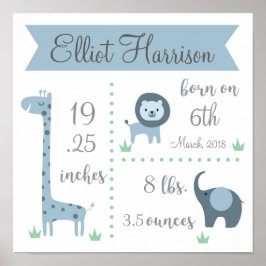 ジャングルサファリベビー統計ポスター ポスター