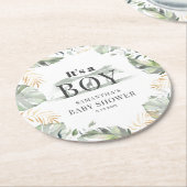 ジャングルサファリボタニカルボーイ赤ちゃんシャワー ラウンドペーパーコースター (アングル)