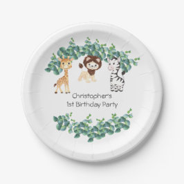 ジャングルサファリボーイズGiraffe Lion Zebra 1st誕生日 ペーパープレート