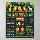 ジャングルサファリボーイ誕生統計誕生日マイルストーン ポスター (正面)