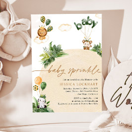 ジャングルサファリモダンニュートラルベビースプリンクル 招待状