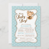 ジャングルサファリモダンモンキーベビーシャワー招待状 招待状 (正面)