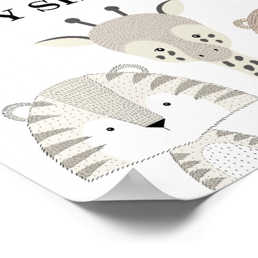 ジャングルサファリモダンーベビーシャワーワイルドワン誕生日 ポスター (角)