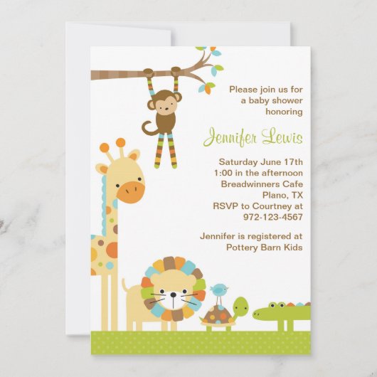 ジャングルサファリモダンーベビーシャワー招待状 招待状 (正面)