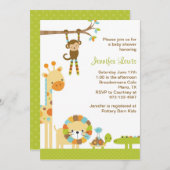 ジャングルサファリモダンーベビーシャワー招待状 招待状 (正面/裏面)