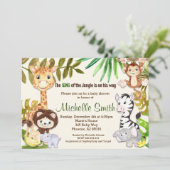 ジャングルサファリモンキーエレファントキリン赤ちゃんシャワー 招待状 (スタンド正面)