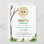 ジャングルサファリライオンテーマ子供の誕生日お祝い 招待状 (正面)