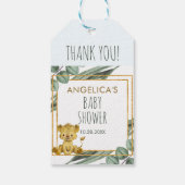 ジャングルサファリライオン赤ちゃんシャワーありがとう ギフトタグ (裏面)