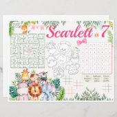 ジャングルサファリランチョンマット、サファリのアクティビティシート (正面/裏面)