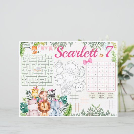 ジャングルサファリランチョンマット、サファリのアクティビティシート (スタンド正面)