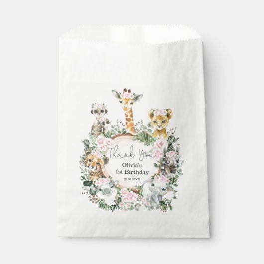 ジャングルサファリワイルドアニマルズフローラガール誕生日 フェイバーバッグ (正面)