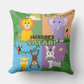 ジャングルサファリワイルドアニマル子供の誕生日 カラフル クッション (正面)