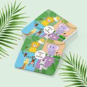 ジャングルサファリワイルドアニマル子供の誕生日 カラフル スクエアペーパーコースター