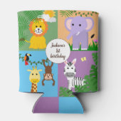 ジャングルサファリワイルドアニマル子供の誕生日 カラフル 缶クーラー (裏面)